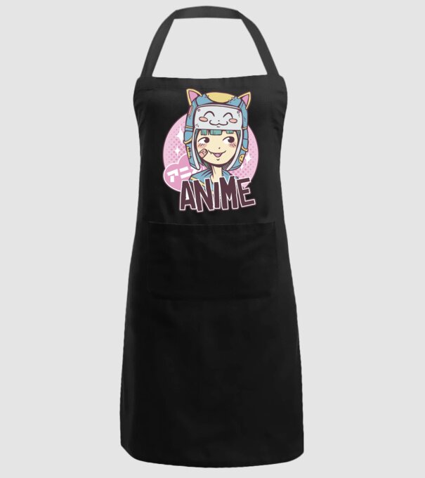 Fată drăguță Anime model negru pe tricou