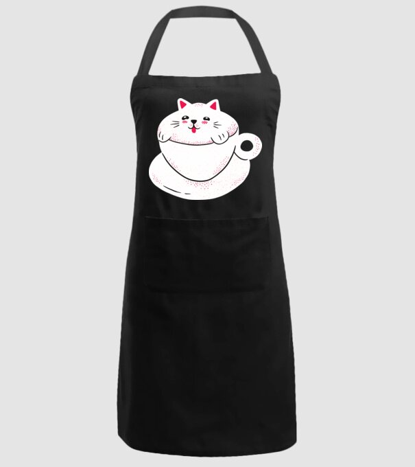 Tricou cafea cu pisică drăguță model negru pe tricou