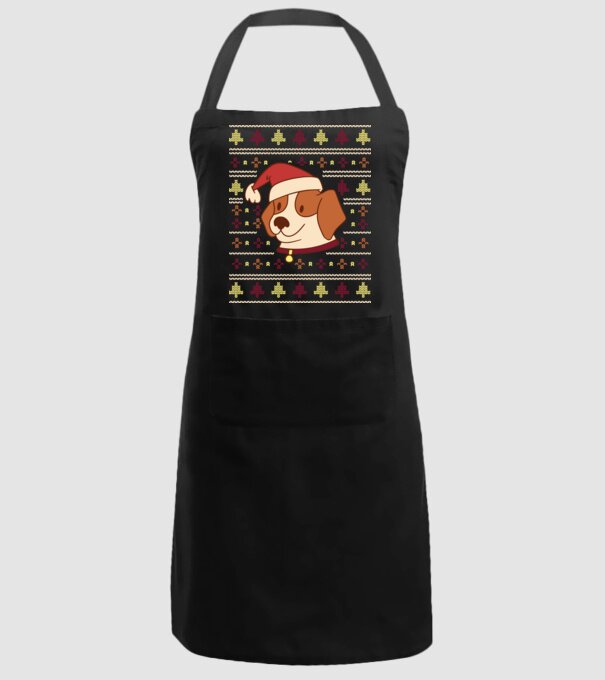 Pulover urât de Crăciun cu cățeluș drăguț model negru pe tricou