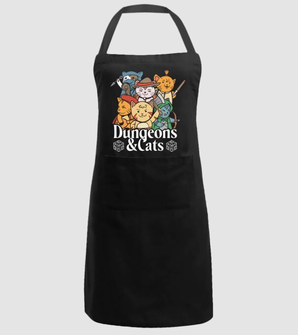 Dungeons and Cats - Joc de rol cu pisici model negru pe tricou