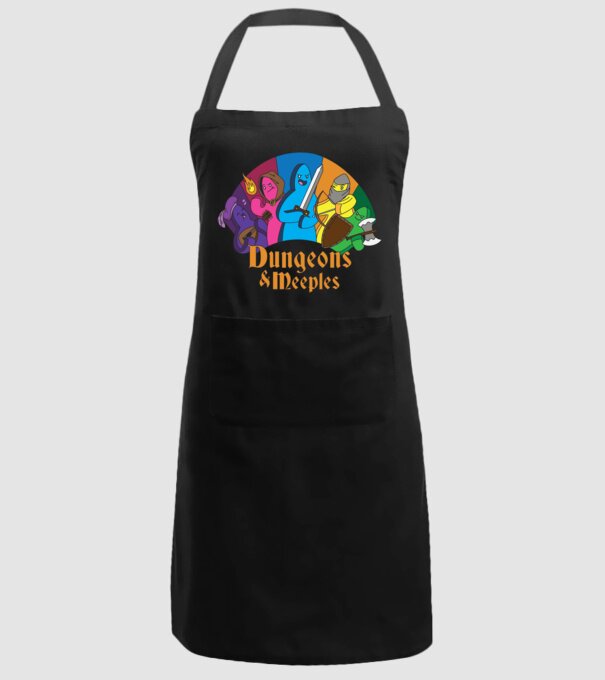 Dungeons Meeples model negru pe tricou