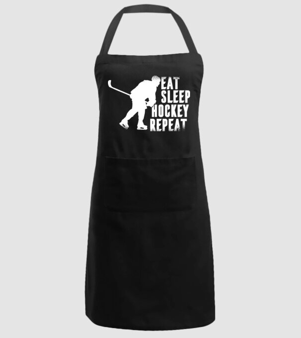Eat Sleep Hockey Repeat model negru pe tricou