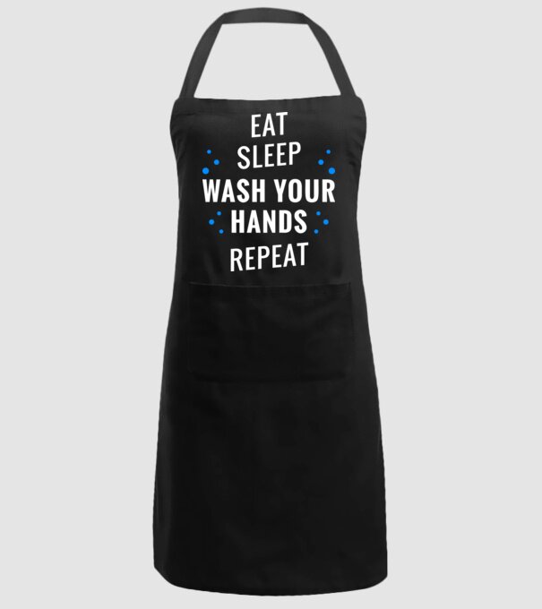 Eat sleep wash your hands repeat model negru pe tricou