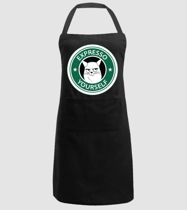 Expresso Yourself tricou Pisică cu cafea model negru pe tricou