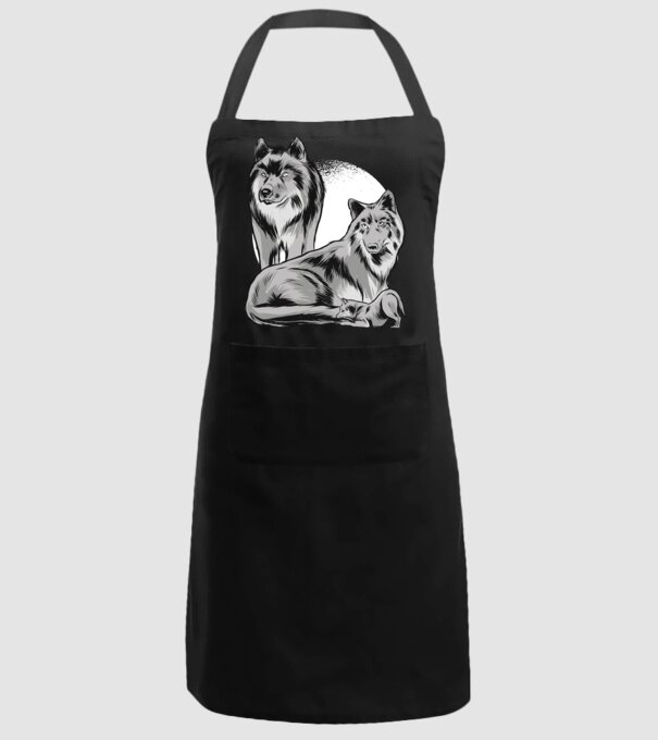 Familie de lupi model negru pe tricou