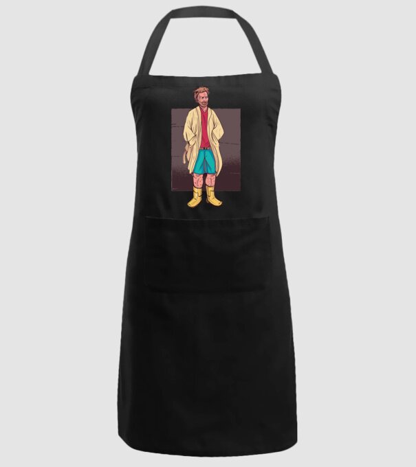 Bărbat în halat model negru pe tricou