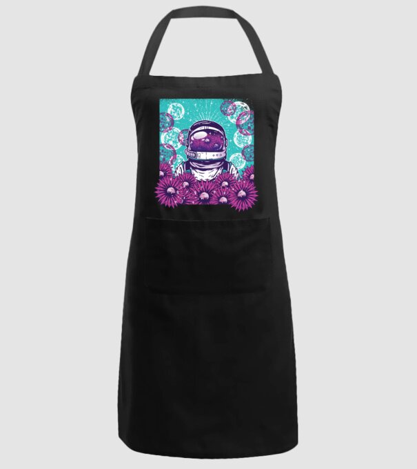 Floral Astronaut model negru pe tricou