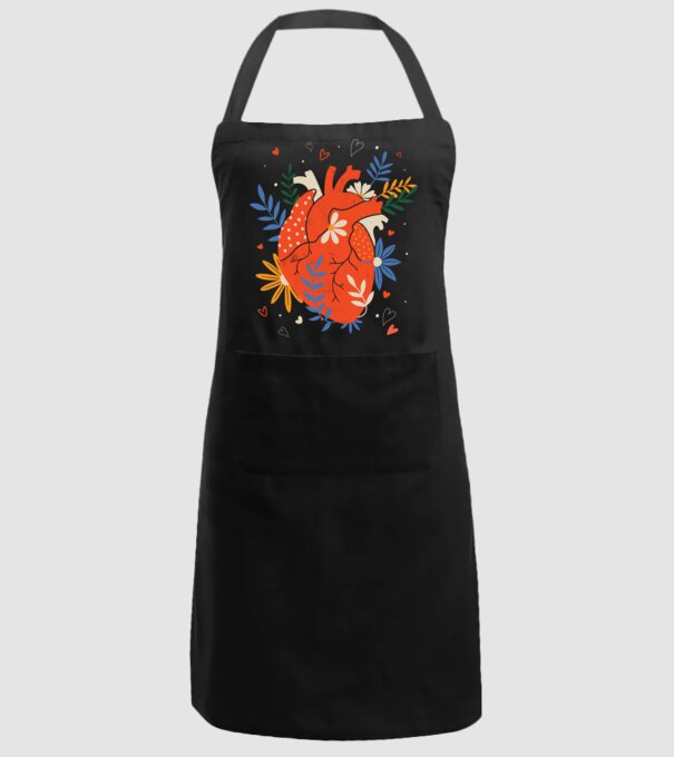 Inimă Floral model negru pe tricou