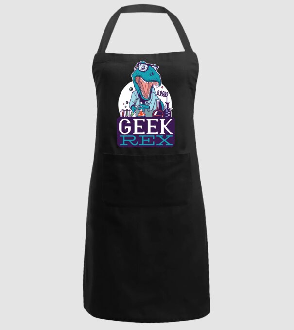 Geek Rex dinozaur tricou model negru pe tricou