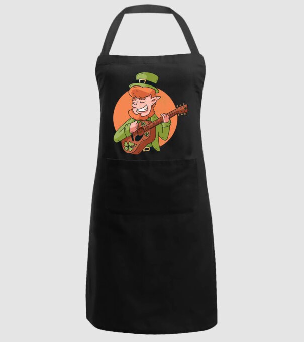 Chitarist Leprechaun irlandez St Patrick model negru pe tricou