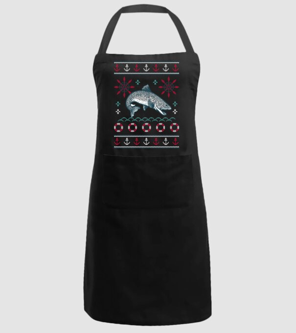 Pulover urât cu pește model negru pe tricou