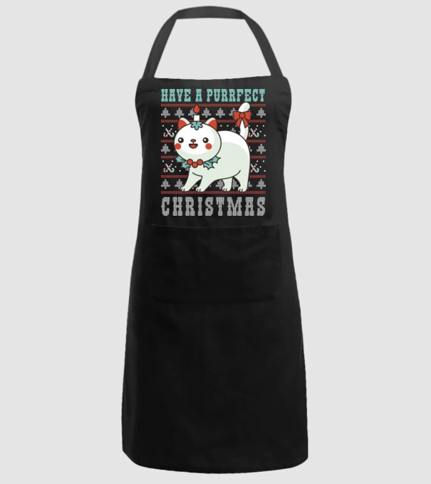 Have a Purrfect Christmas model negru pe tricou