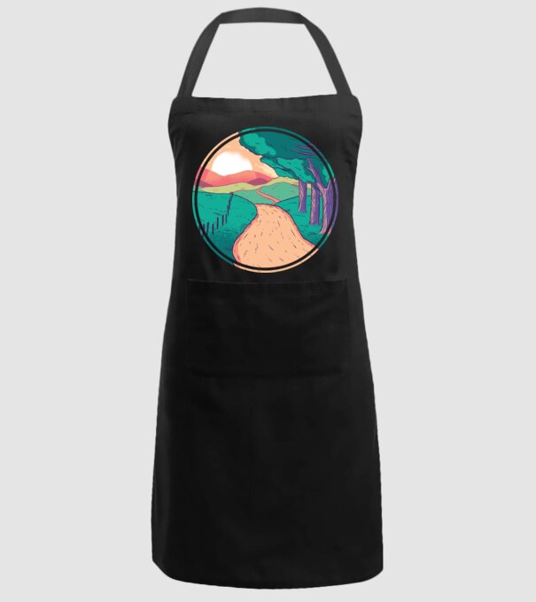 Drum spre casă la apus de soare model negru pe tricou