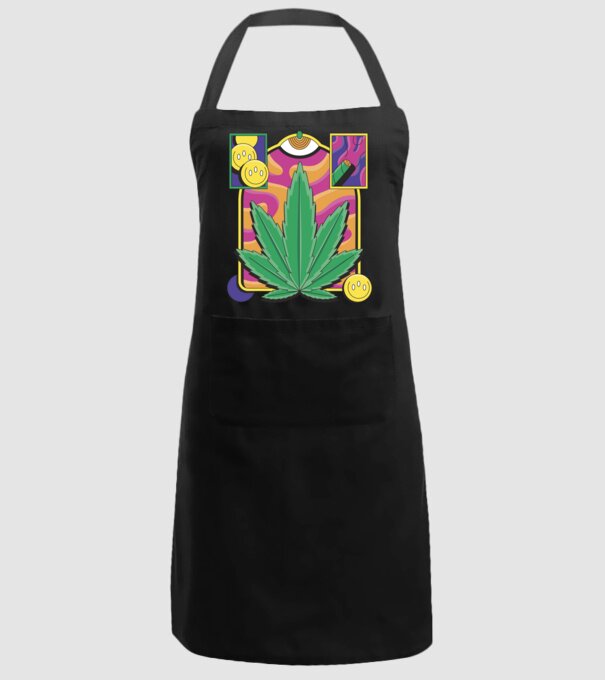 Hippy Cannabis model negru pe tricou