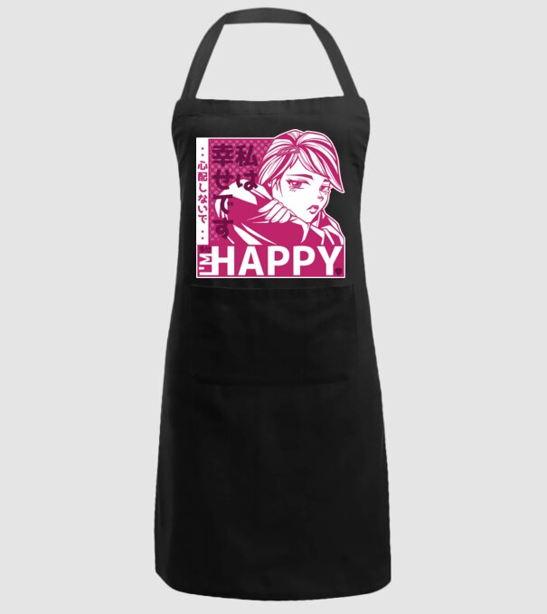'I''m happy fată Anime antisocială' model negru pe tricou