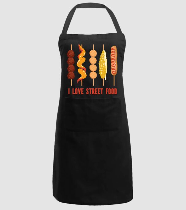 I Love Street Food model negru pe tricou