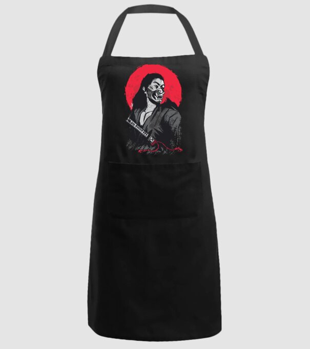 Războinic japonez model negru pe tricou