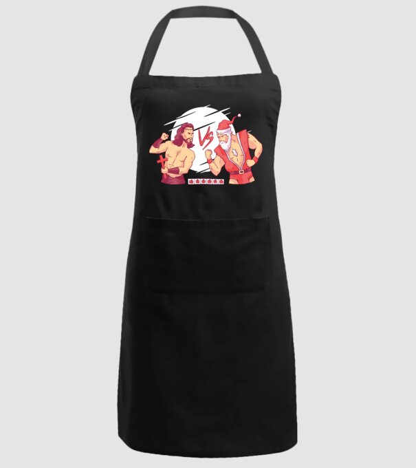 Isus vs Moș Crăciun Street Fighter tricou amuzant Crăciun model negru pe tricou