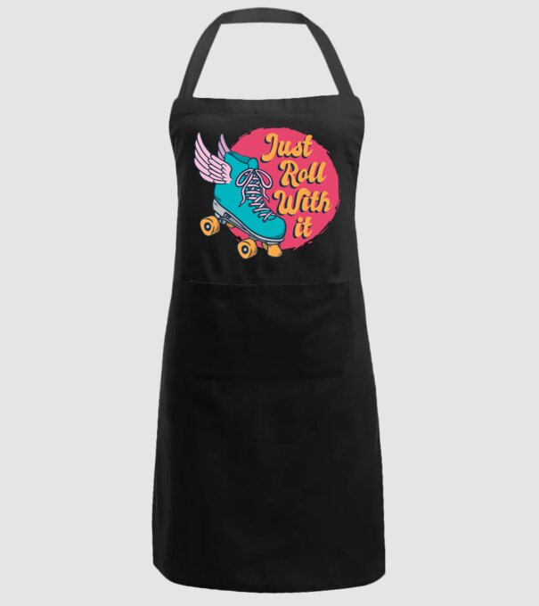 Just Roll with it - patine cu rotile model negru pe tricou