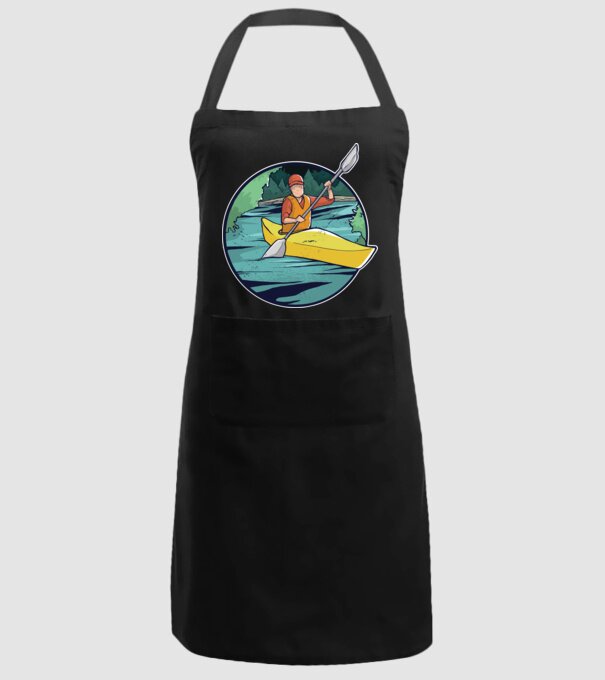Caiac-canoe model negru pe tricou