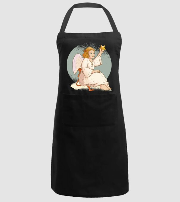 Înger de Crăciun model negru pe tricou