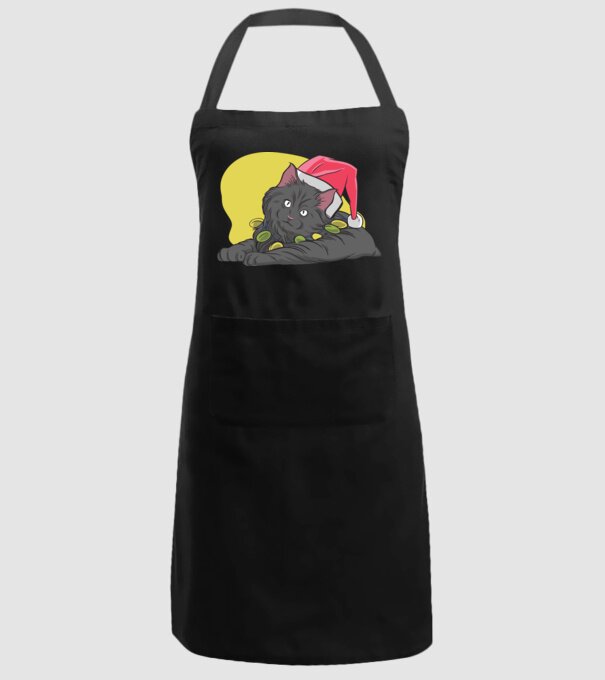 Pisică de Crăciun model negru pe tricou