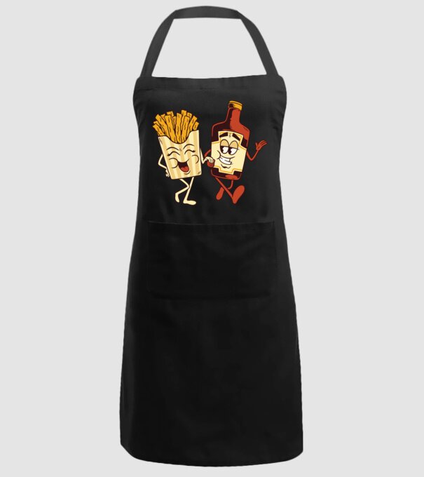 Ketchup + cartofi prăjiți model negru pe tricou