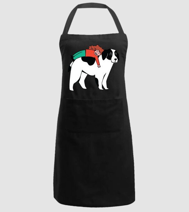 Fetiță cu câine model negru pe tricou