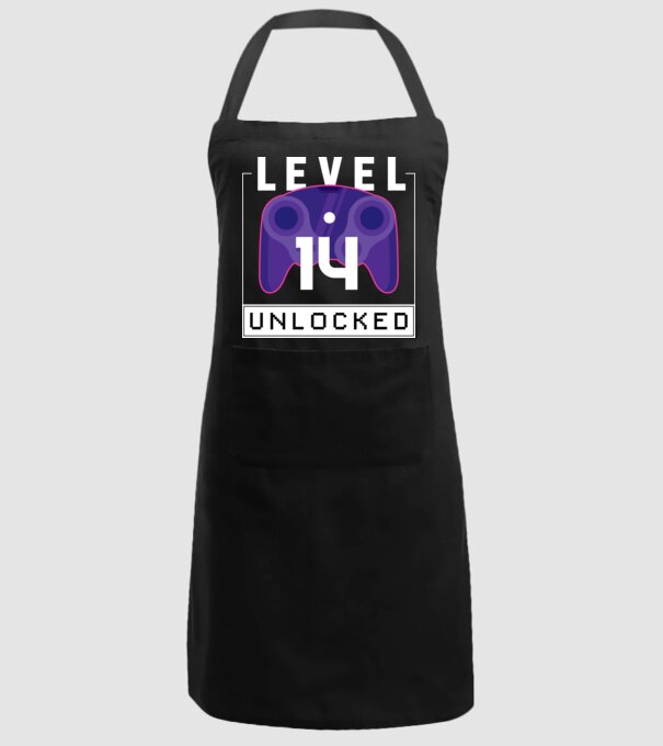 Level 14 Unlocked Gamer Birthday model negru pe tricou
