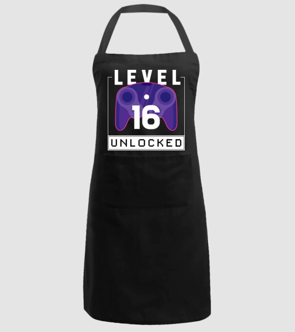 Level 16 Unlocked Gamer Birthday model negru pe tricou