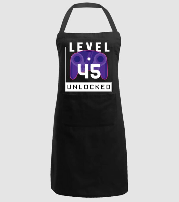 Level 45 Unlocked Gamer Birthday model negru pe tricou