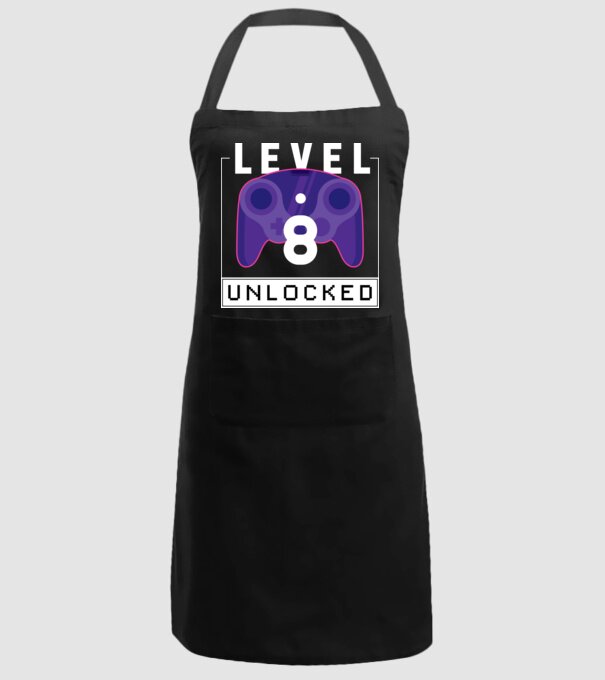 Level 8 Unlocked Gamer Birthday model negru pe tricou