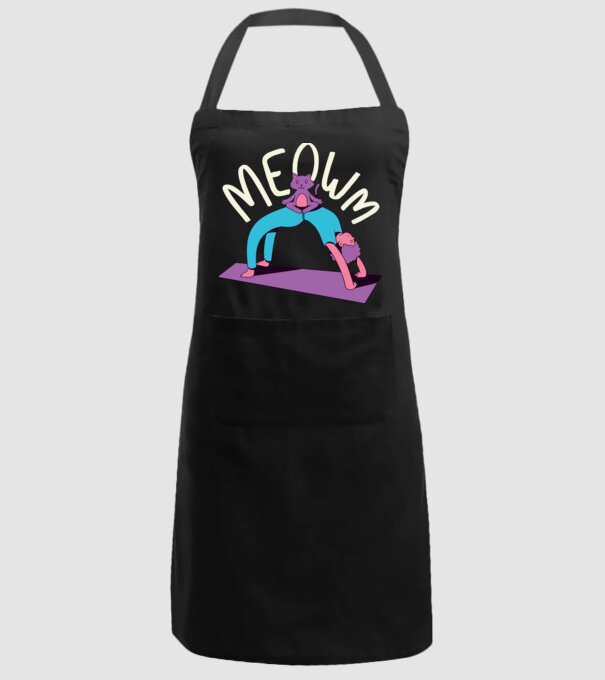 Meowm - Pisică Yoga model negru pe tricou