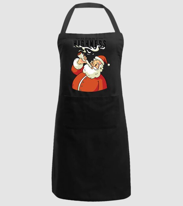 Merry Highness Mikulás fumează iarbă model negru pe tricou