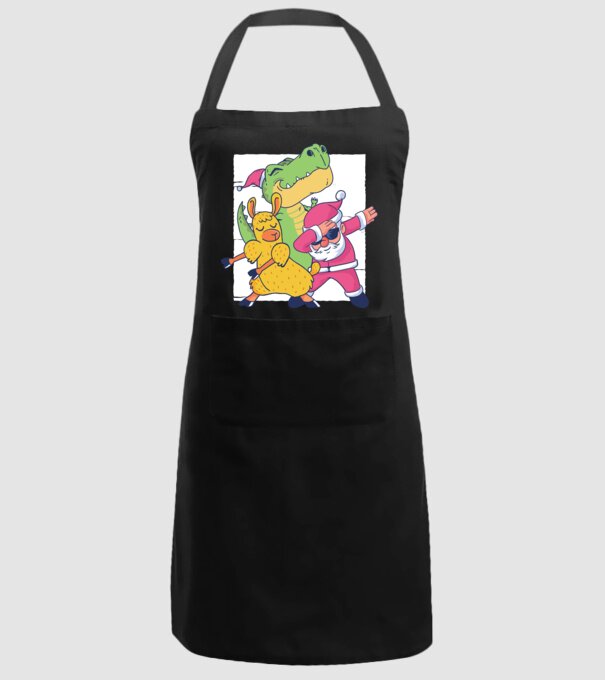 Moș Crăciun Llama T-rex DAB pentru Crăciun model negru pe tricou