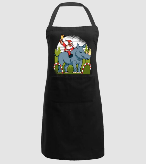 Moș Crăciun pe Rinocer model negru pe tricou