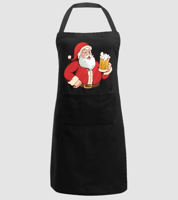 Moș Crăciun cu bere tricou amuzant model negru pe tricou