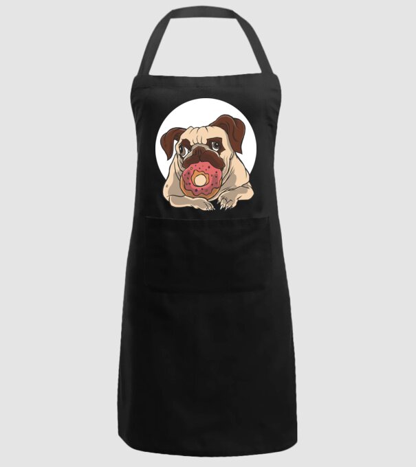 Mops cu gogoașă model negru pe tricou