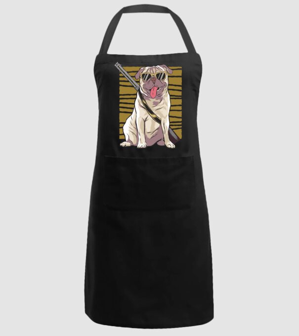 Mops cu pușcă tricou amuzant cu câine model negru pe tricou