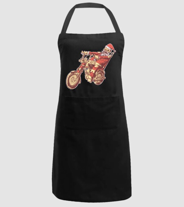 Moș Crăciun Motociclist model negru pe tricou