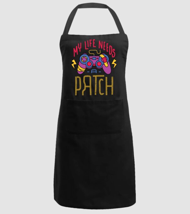 My life needs a patch Gamer model negru pe tricou
