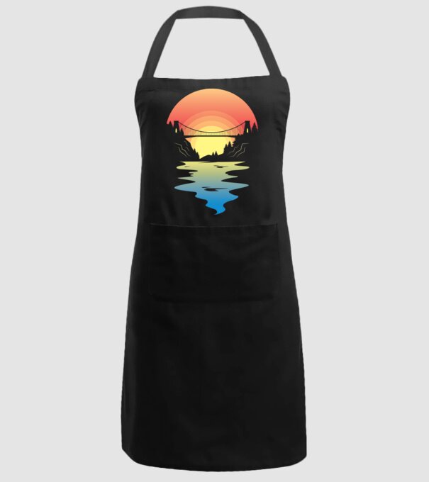 Peisaj apus de soare model negru pe tricou