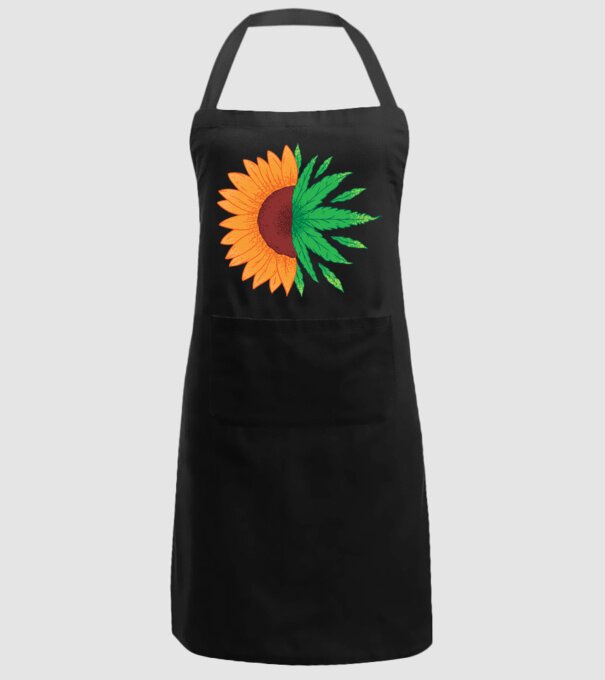 Floarea-soarelui Cannabis model negru pe tricou