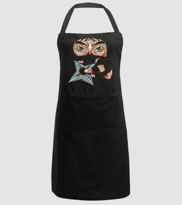 Cap de ninja model negru pe tricou