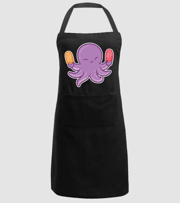 Înghețată Caracatiță Octopus model negru pe tricou