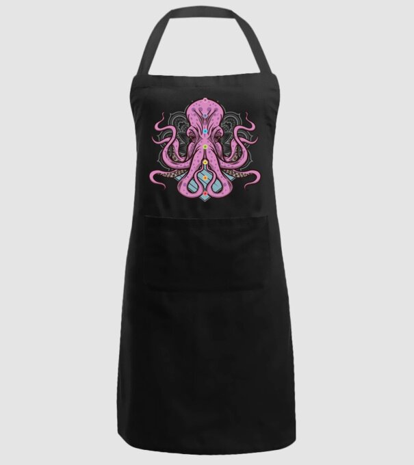 Yoga Octopus model negru pe tricou