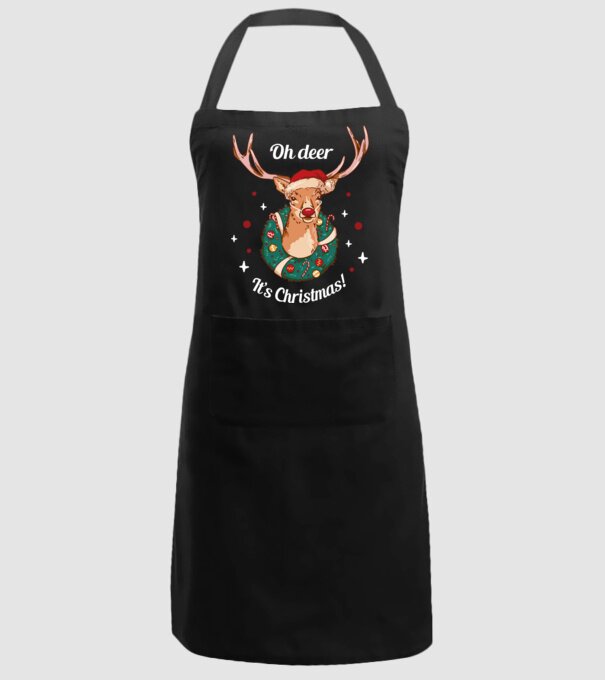 Oh deer, Christmas is here model negru pe tricou