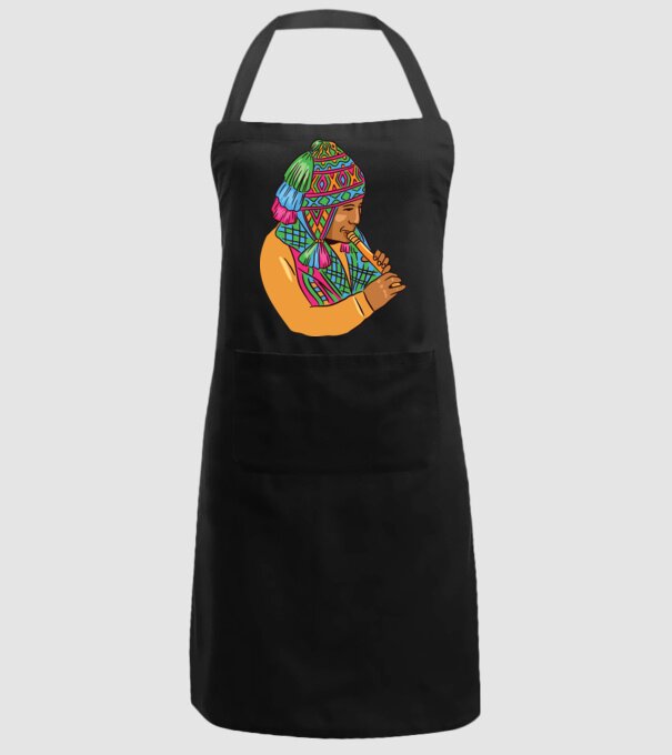 Muzician peruan indigen model negru pe tricou