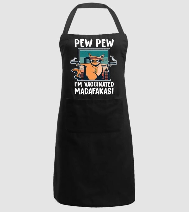 Pew Pew Pew Sunt vaccinat Madafakas model negru pe tricou