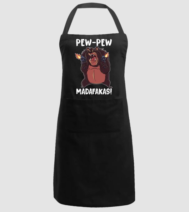 Pew Pew Pew Madafakas Urs model negru pe tricou